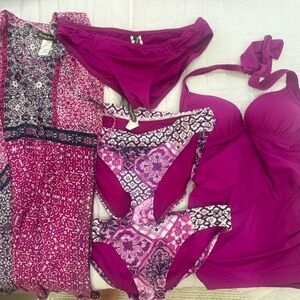 Tommy Bahama Pink 6-Piece Swim Set Bikini Top 3 Bottoms & Cover Up Bundle